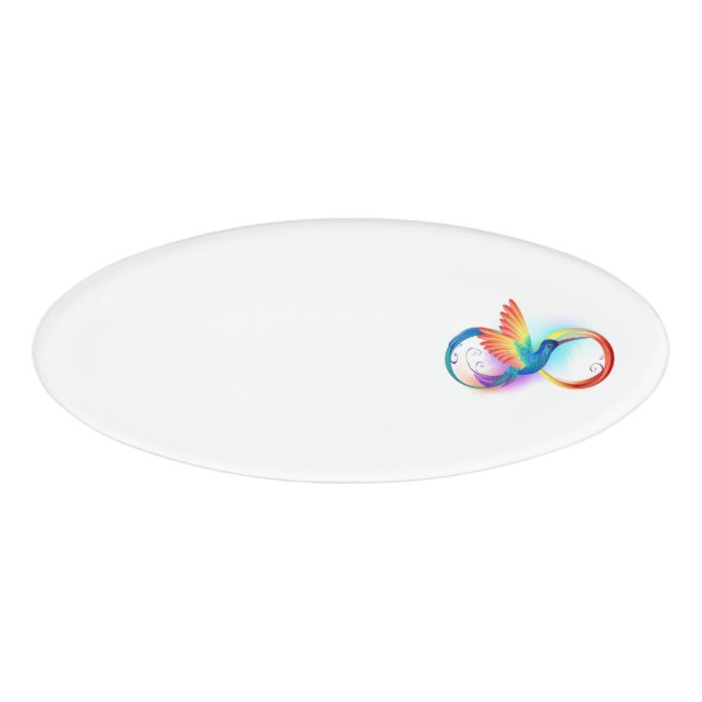 Badge D'identification Colibri arc-en-ciel avec symbole Infinity (Devant)