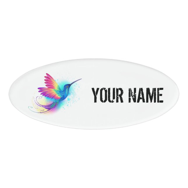 Badge D'identification Colibri arc-en-ciel exotique (Devant)