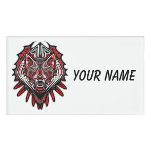 Badge D'identification Conception de totem tribal Haida de loup