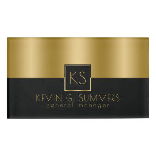 Badge D'identification Conception géométrique moderne, or et noir