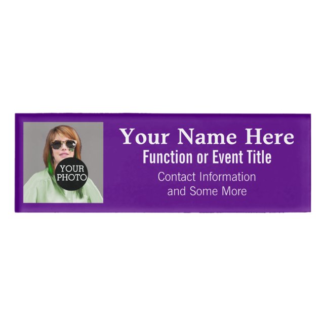 Badge D'identification Concevez facilement votre propre logo en violet (Devant)