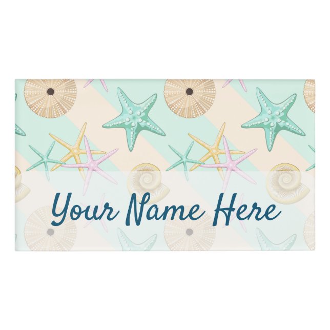 Badge D'identification Coquillages Retro Pastel Sea Life (Devant)