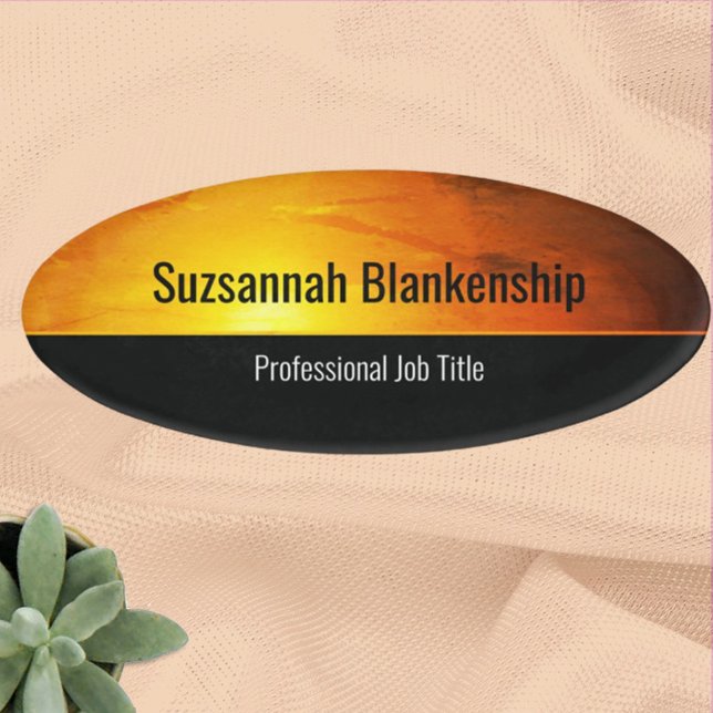 Badge D'identification Coucher de soleil professionnel Orange Art personn (Créateur téléchargé)