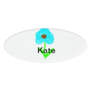 Badge D'identification Couleur d'aquarelle bleu vert ajouter votre nom te