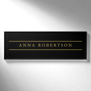 Badge D'identification Couleurs d'or noir professionnel minimaliste tenda