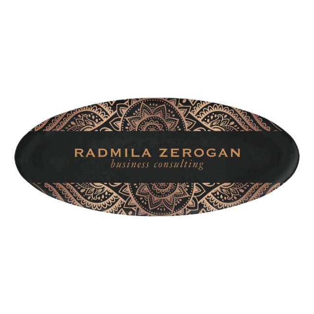 Badge D'identification Couleurs noires et cuivre Coussin (Devant)