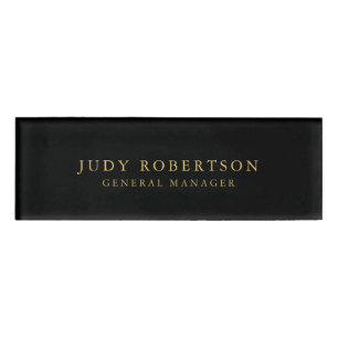Badge D'identification Couleurs Or Noir Professionnel Tendance Minimalist