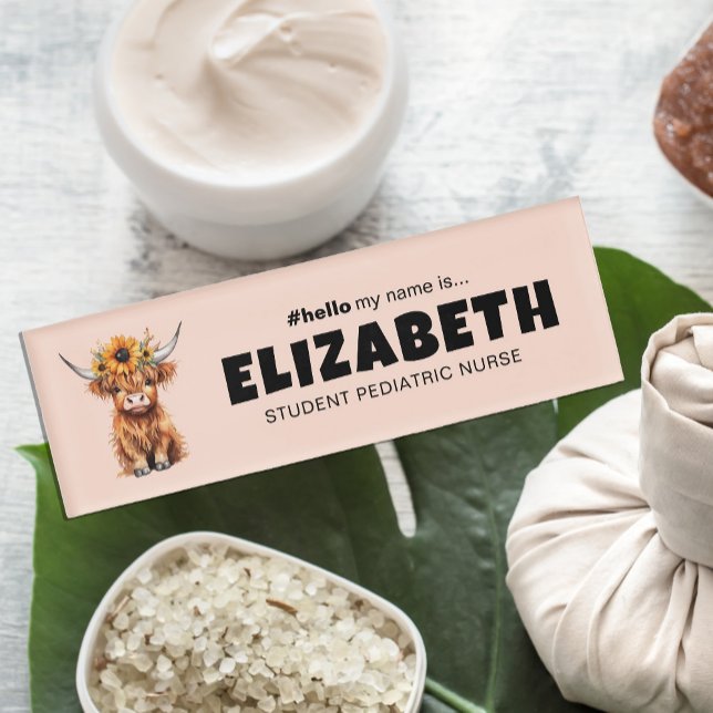 Badge D'identification Customisé Bonjour Mon Nom Est Cute Cow Nom Magnéti (Créateur téléchargé)