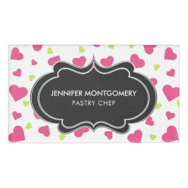 Badge D'identification Cute rose et vert Tumbling Hearts Motif