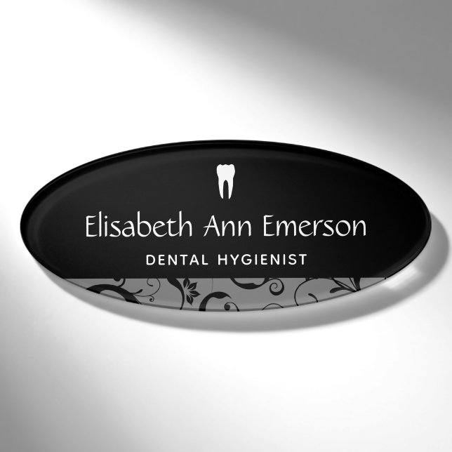 Badge D'identification Damassé dentaire de personnel administratif pro (Devant)