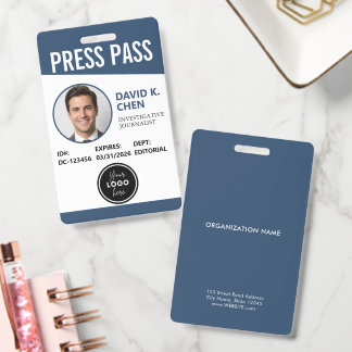 Badge d'identification de laissez-passer de presse