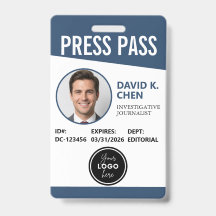 Badge d'identification de laissez-passer de presse