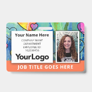 🧡 Badge d'identification de l'employé aquarelle n