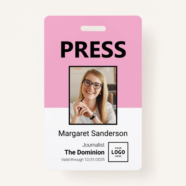 Badge d'identification de presse moderne avec phot (Devant)