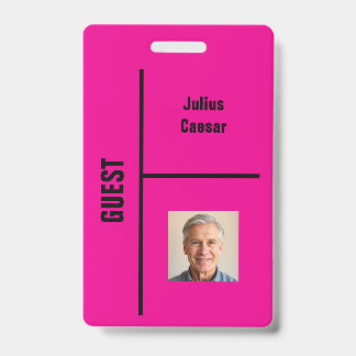 Badge d'identification de visiteur minimal rose vi