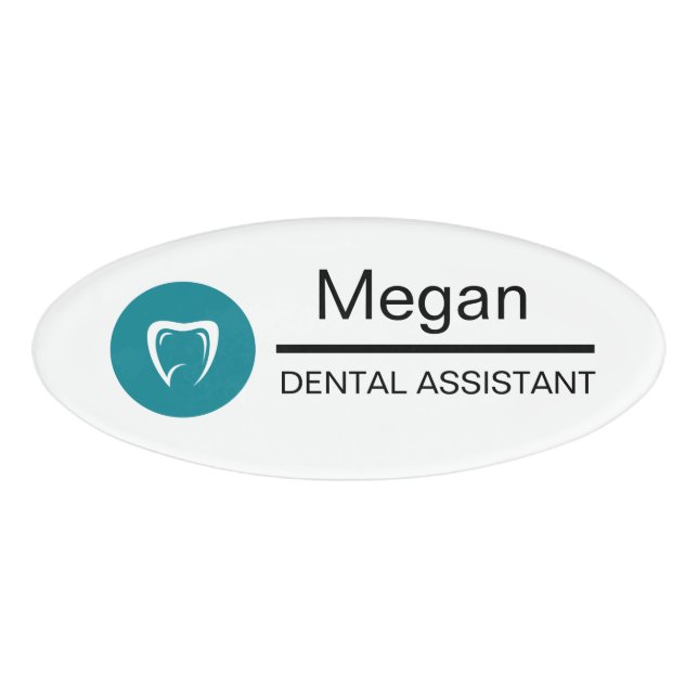 Badge D'identification Dental Assistant Custom Tooth Logo (Devant)