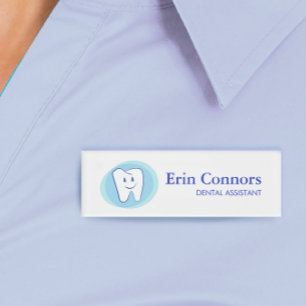Badge D'identification Dental Assistant Dentiste Smiling Tooth Logo