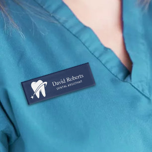 Badge D'identification Dentist Bright Tooth Logo Marine Bleu Dental