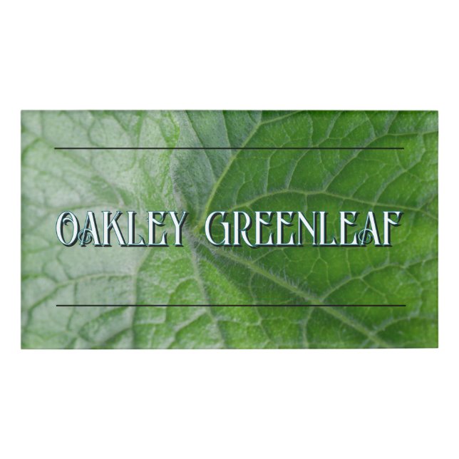 Badge D'identification Détail de la veine Feuille verte Nom et image pers (Devant)