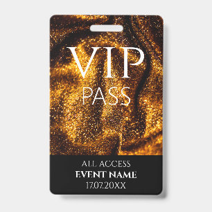 Badge d'identification d'événement vip or Pass All