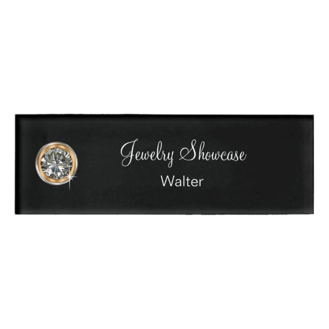 Badge D'identification Diamant chic de Faux de bijoutier (Devant)