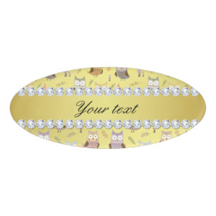 Badge D'identification Diamants mignons de Bling de feuille d'or de Faux