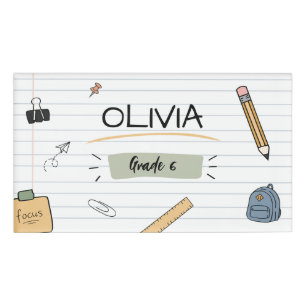 Badge D'identification Doodle de croquis mignon personnalisé pour le reto