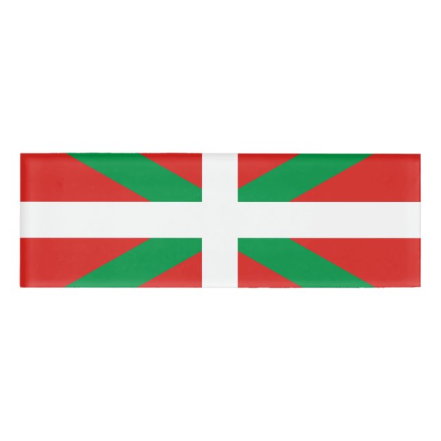 Badge D'identification Drapeau de l'étiquette Basque de nom du pays (Devant)