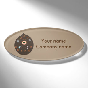 Badge D'identification Drôle Papa Monster Aime Café Personnalisé Nom Bali