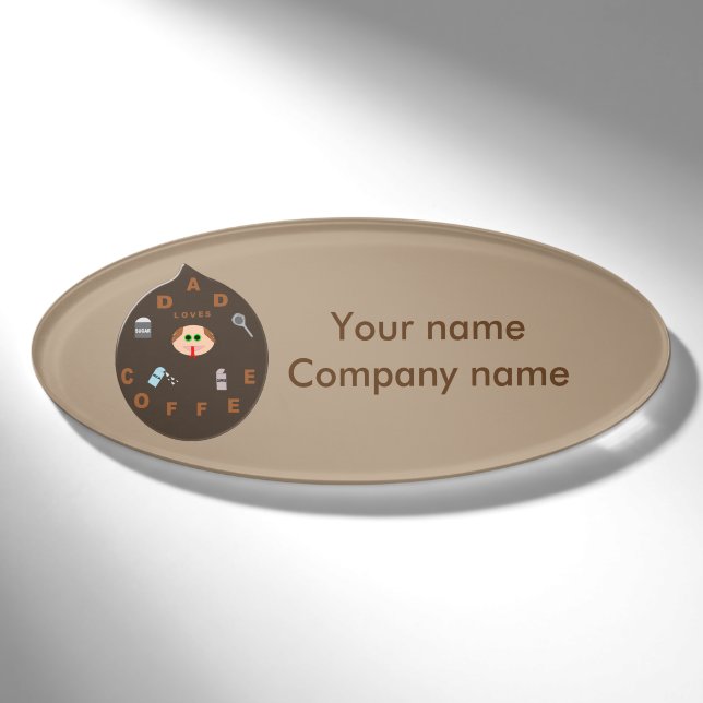 Badge D'identification Drôle Papa Monster Aime Café Personnalisé Nom Bali (Devant)