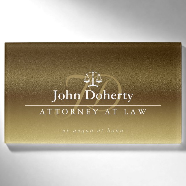 Badge D'identification Échelles d'or élégant de la justice | (Devant)