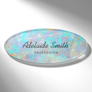 Badge D'identification effet opale bleue