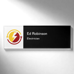 Badge D'identification Electrician Modern Logo Nom du personnel Tags