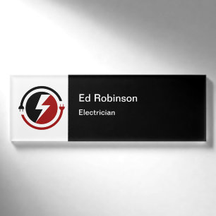 Badge D'identification Electrician Modern Logo Nom du personnel Tags