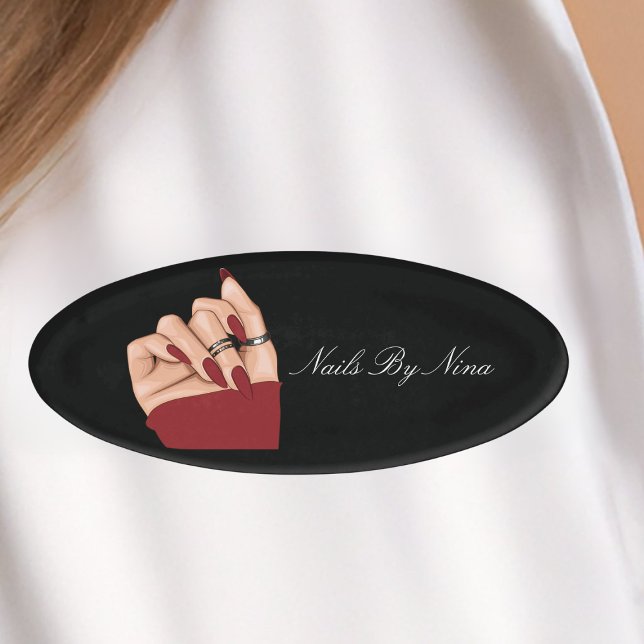 Badge D'identification Elégant Chic Nail Artist Salon Manicuriste Uniform (Créateur téléchargé)