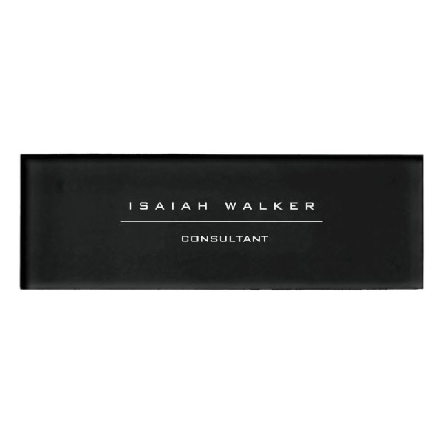 Badge D'identification Élégant Chic Plain Unique Spécial Noir & Blanc (Devant)