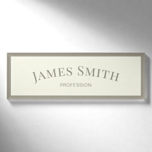 Badge D'identification Élégant Cristal Blanc Gris Minimaliste Professionn