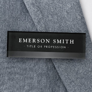 Badge D'identification Élégant moderne noir et gris