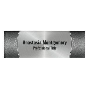 Badge D'identification Élégant noir Parties scintillant ombre argent no