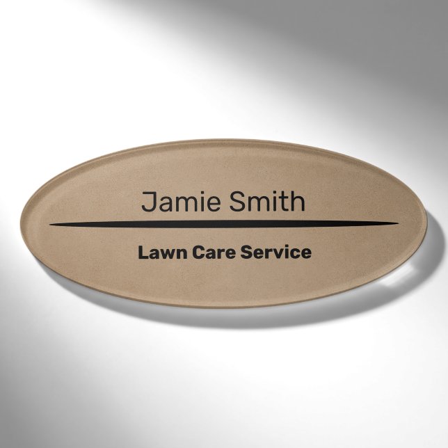 Badge D'identification Elégant professionnel Khaki & Black Company Oval (Devant)