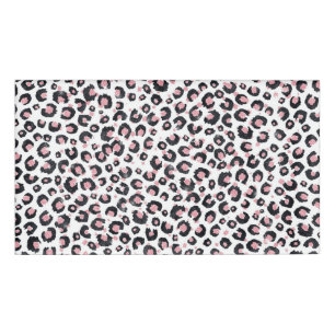 Badge D'identification Élégant Rose Léopard Noir Motif