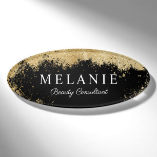 Badge D'identification Elégant salon de beauté Parties scintillant Blac