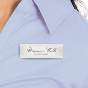 Badge D'identification Élégant Silver Stried Employé Nom du personnel