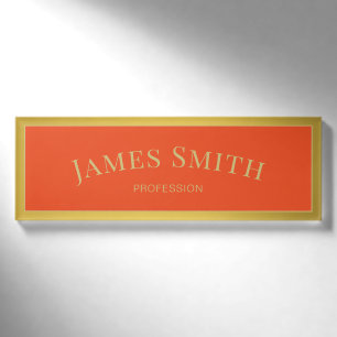 Badge D'identification Élégant Tangerine Tango Orange & Gold Professionne