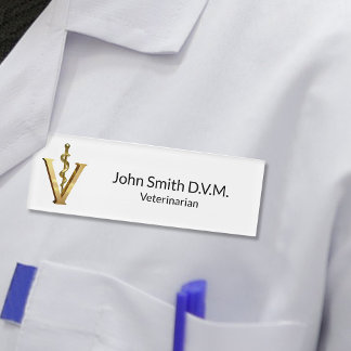 Badge D'identification Élégant vétérinaire vétérinaire Vet Asclepius Gold
