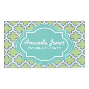 Badge D'identification Élégant Wedding planner de Quatrefoil vert Turquoi