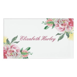 Badge D'identification Elégante aquarelle Nom floral Tags