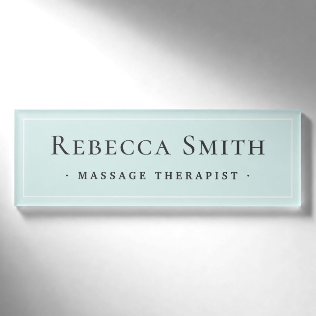 Badge D'identification Elégante bordure blanche bleu aqua (Devant)