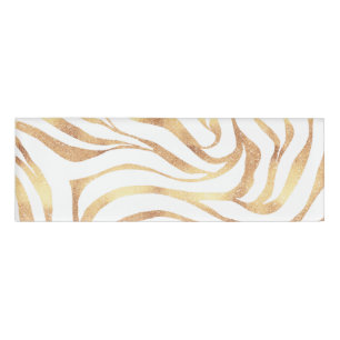 Badge D'identification Elégante Parties scintillant d'or Zebra White Pos