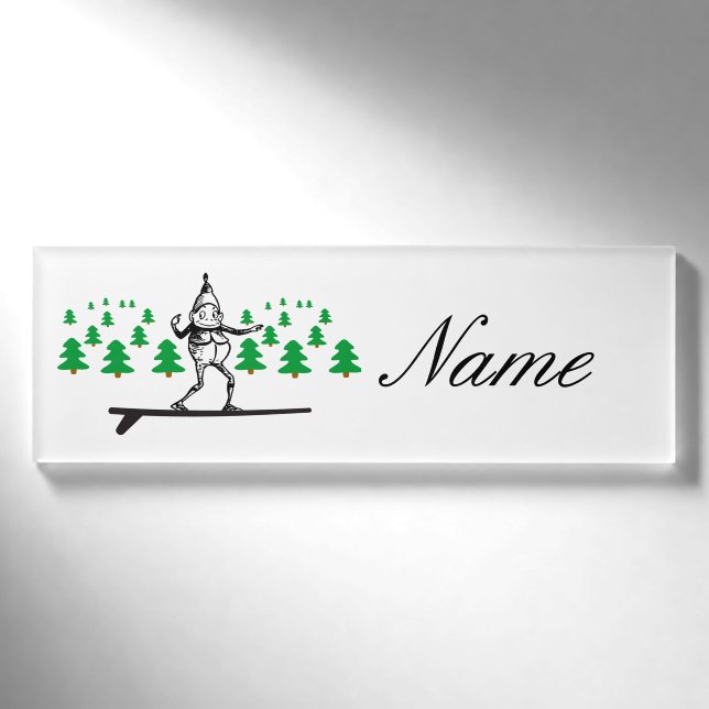 Badge D'identification Elfe sur la planche de surf Thunder_Cove (Devant)